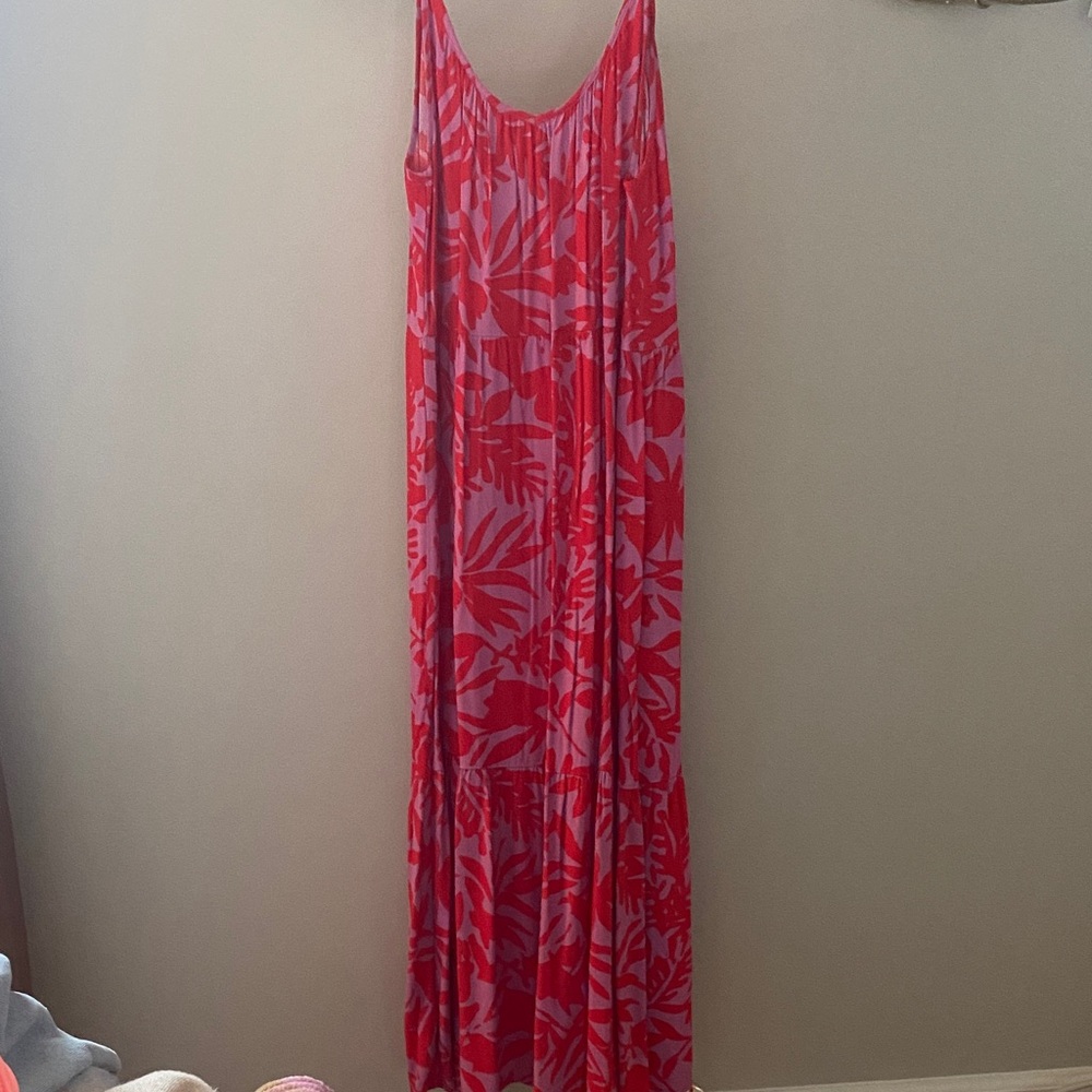LOFT Red Floral Maxi Dress
